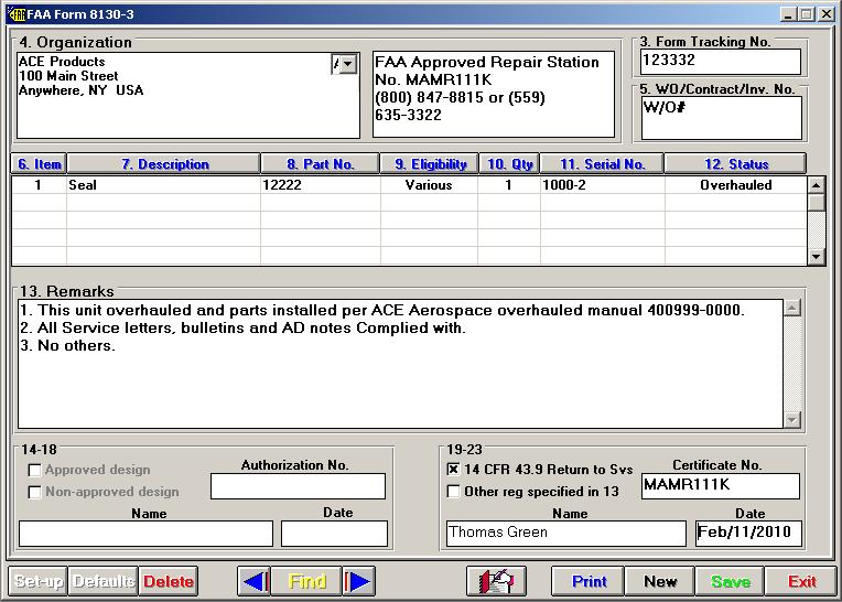 Form 8130 for Windows