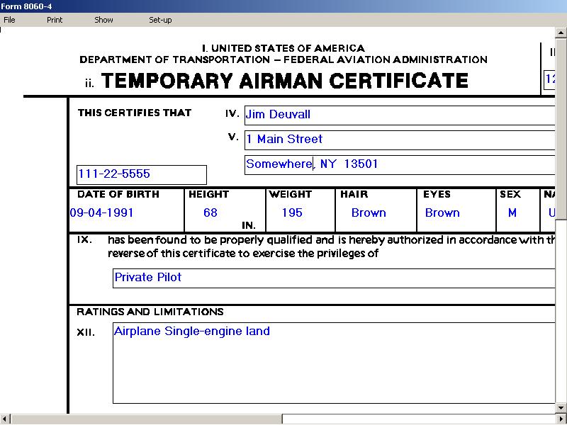 FAA Form 8060 Software